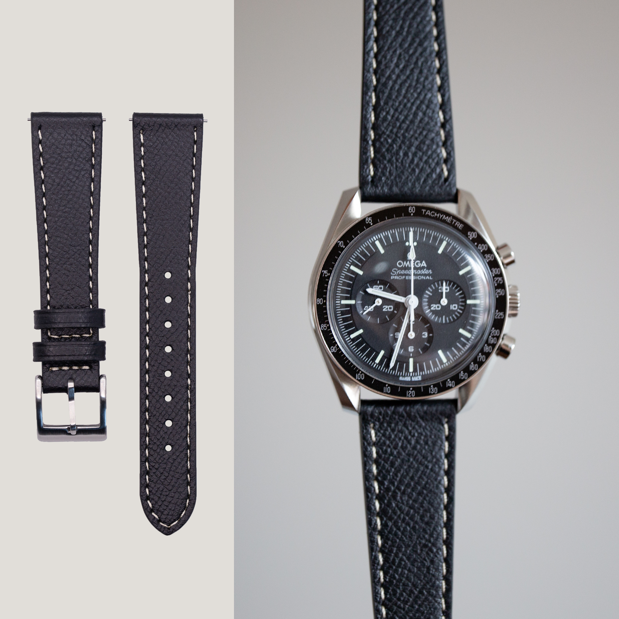 Speedmaster Leather Watch Strap Black