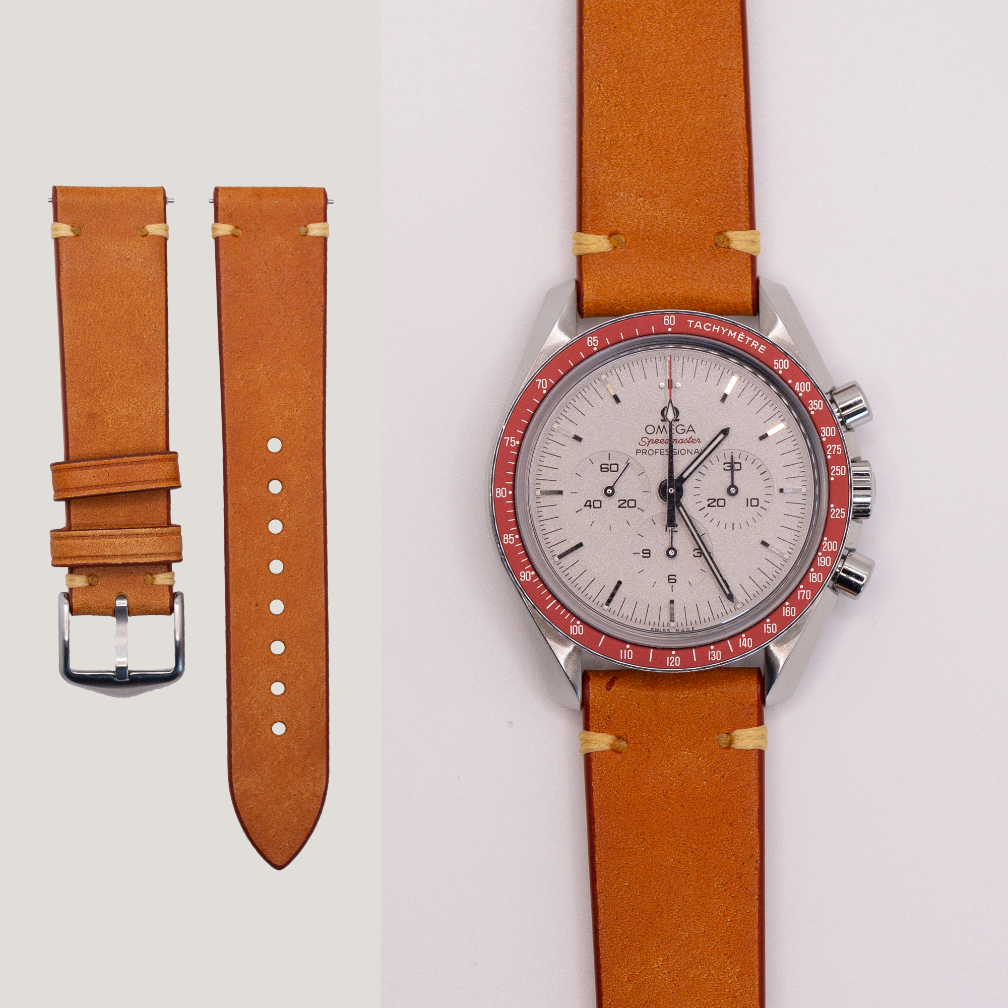 Speedmaster Leather Watch Strap Orange