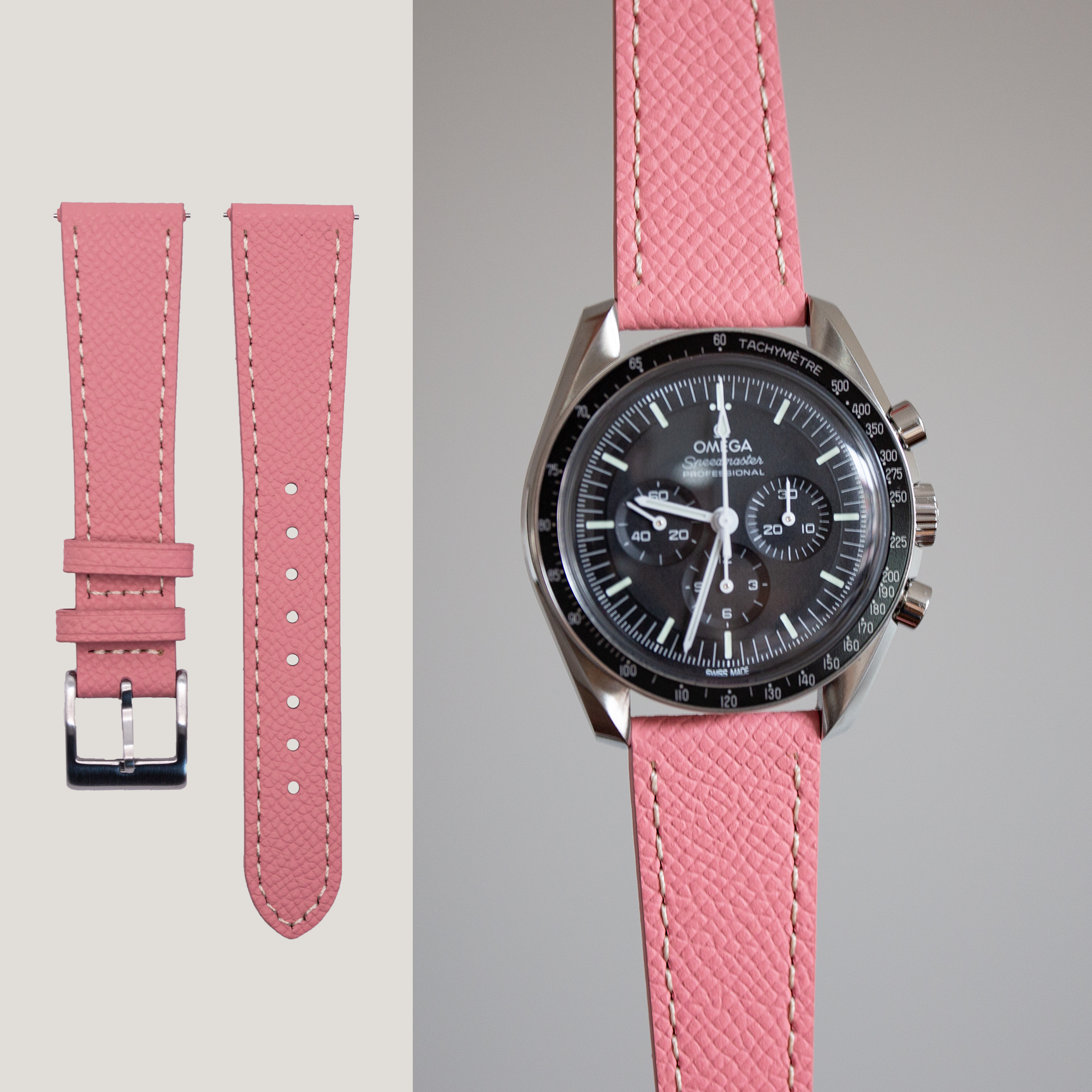 Speedmaster Leather Watch Strap Pink
