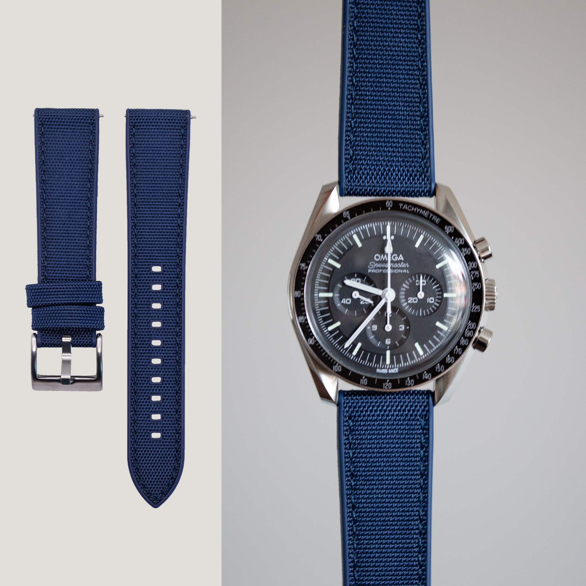 Omega Speedmaster Sailcloth Canva Watch Strap Blue