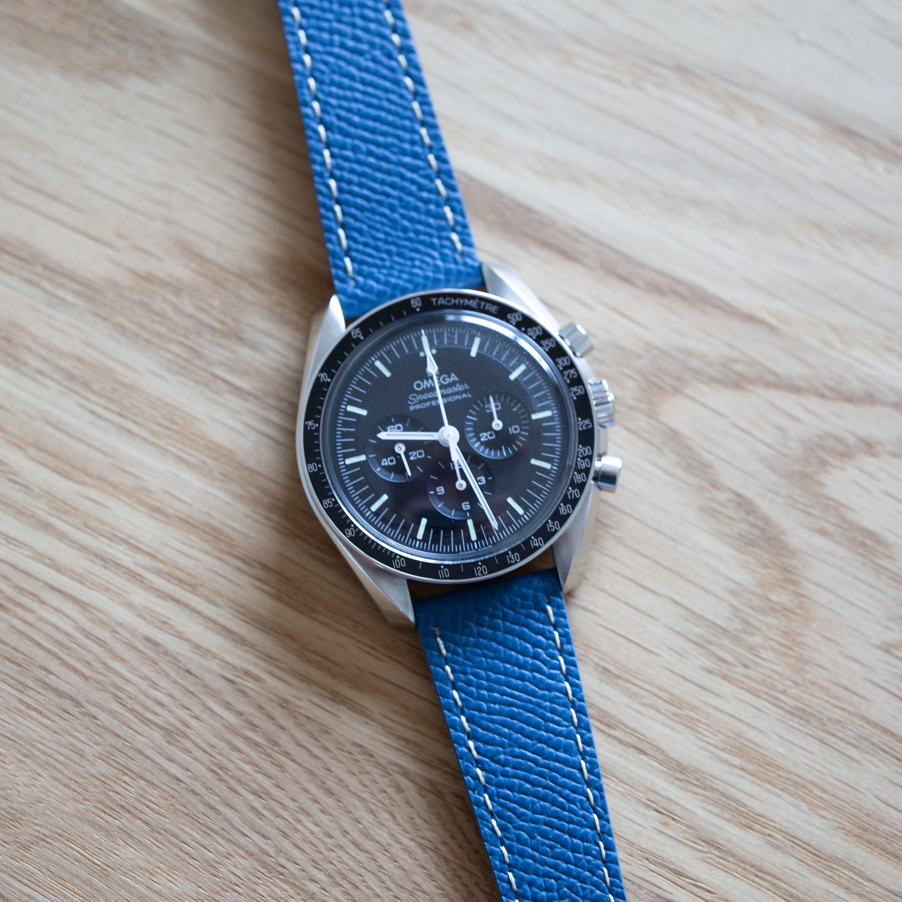 Speedmaster Leather Watch Strap Dark Blue