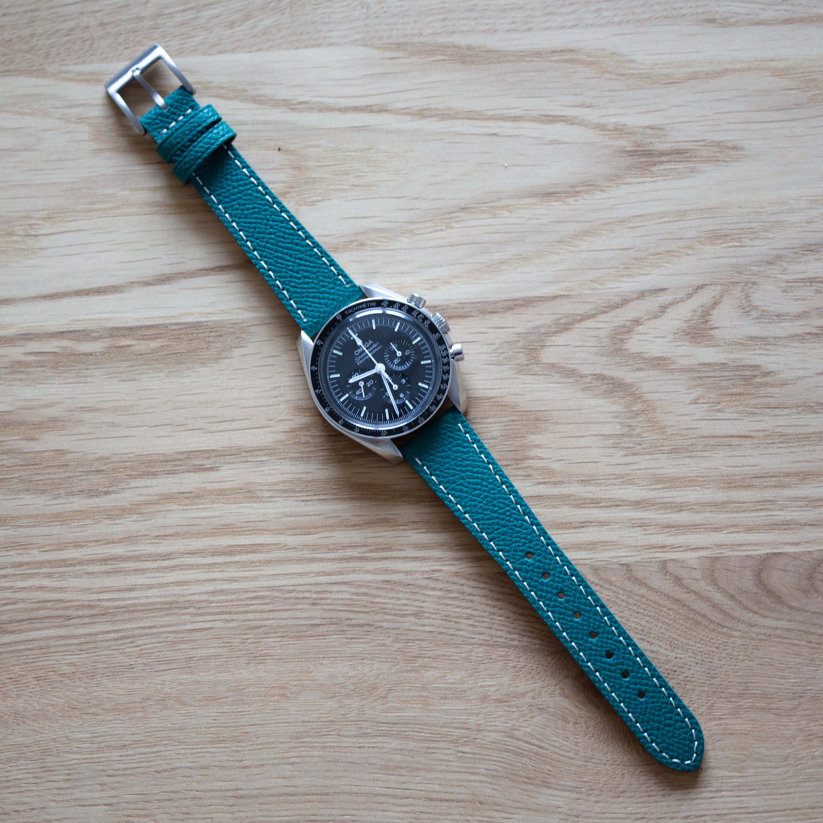 Speedmaster Leather Watch Strap Dark Green
