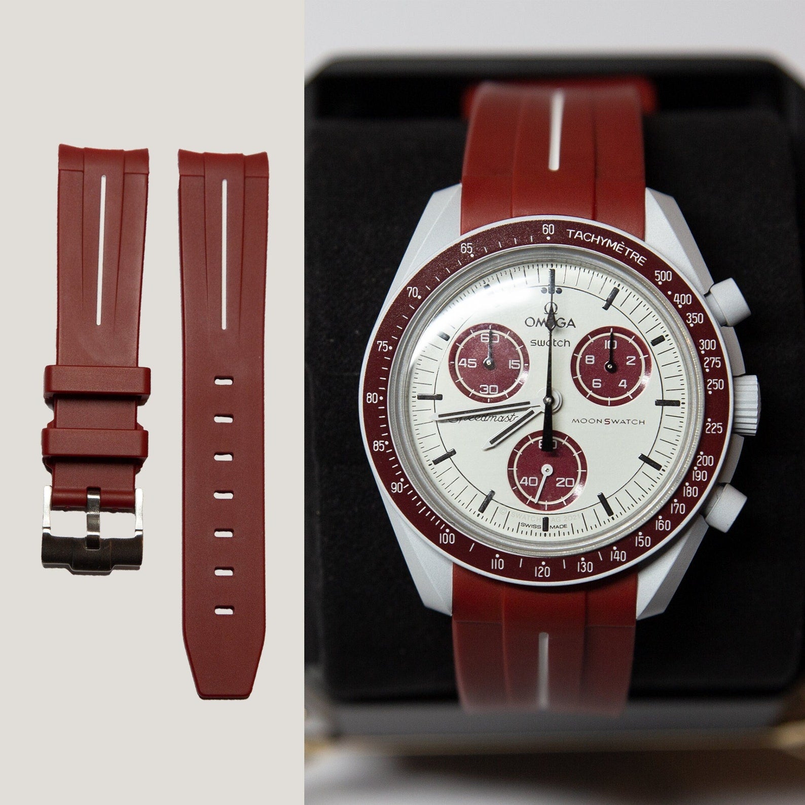 MoonSwatch Luxury Strap Burgundy 