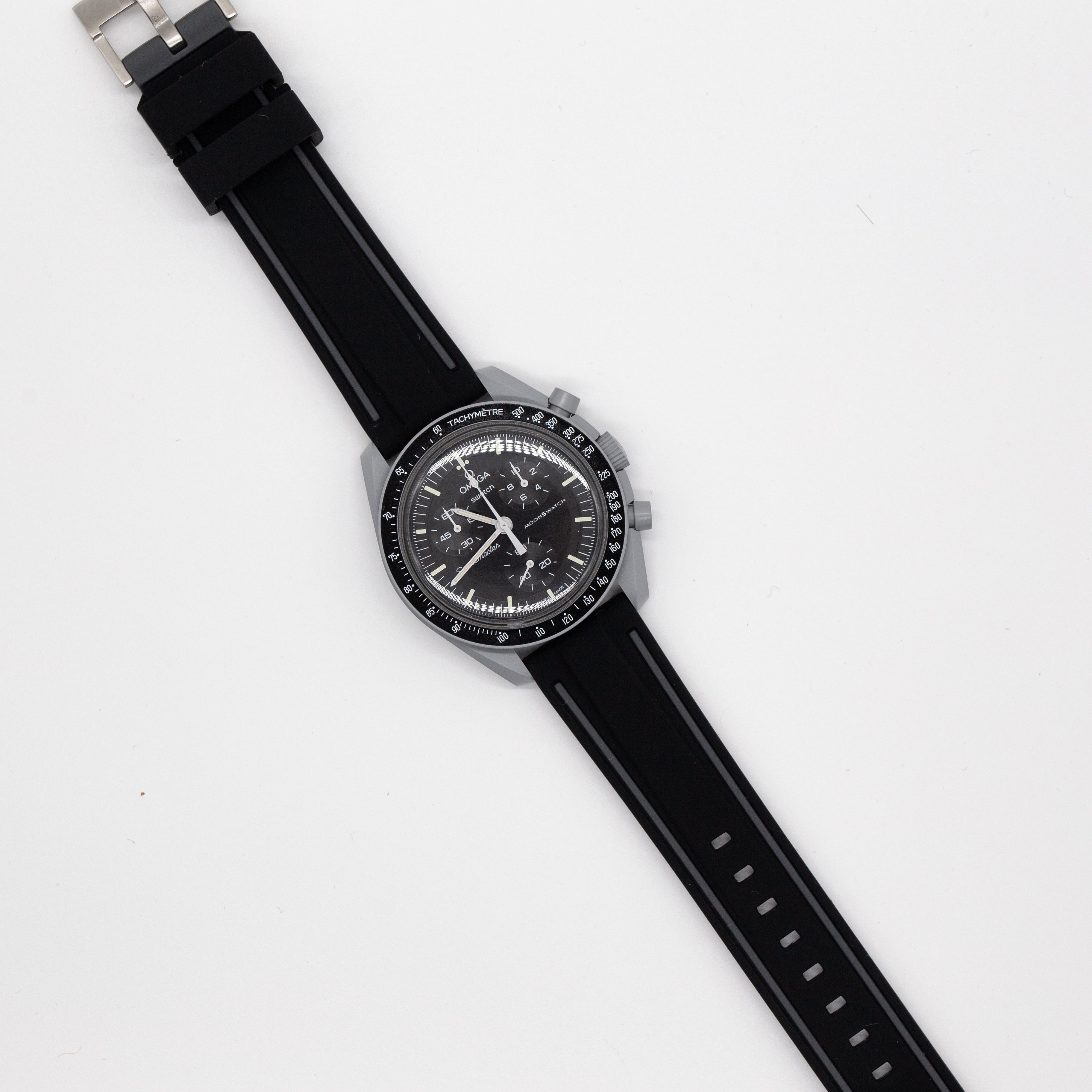 MoonSwatch Outline Strap Black with Grey Outline