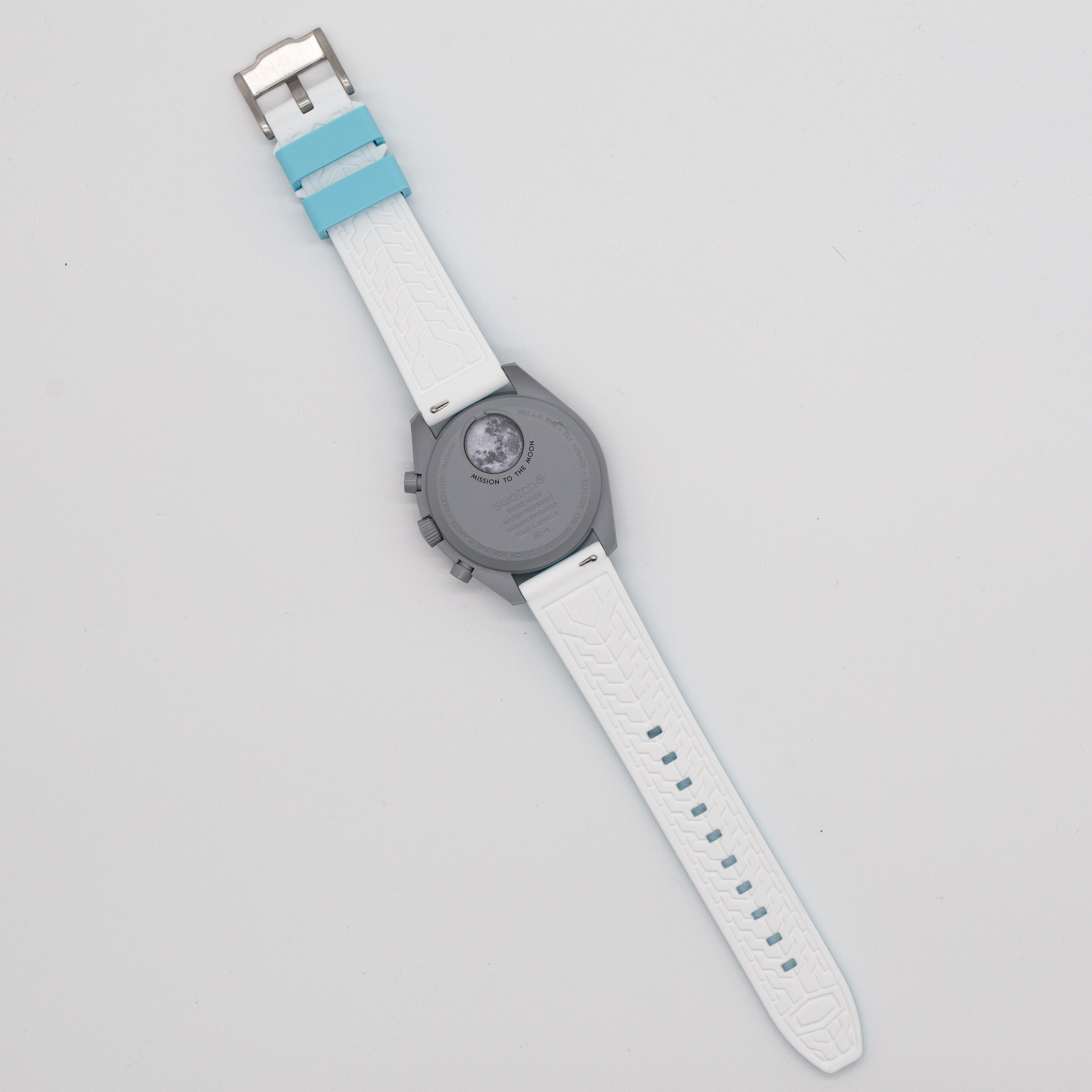 MoonSwatch Outline Strap Blue with White Outline