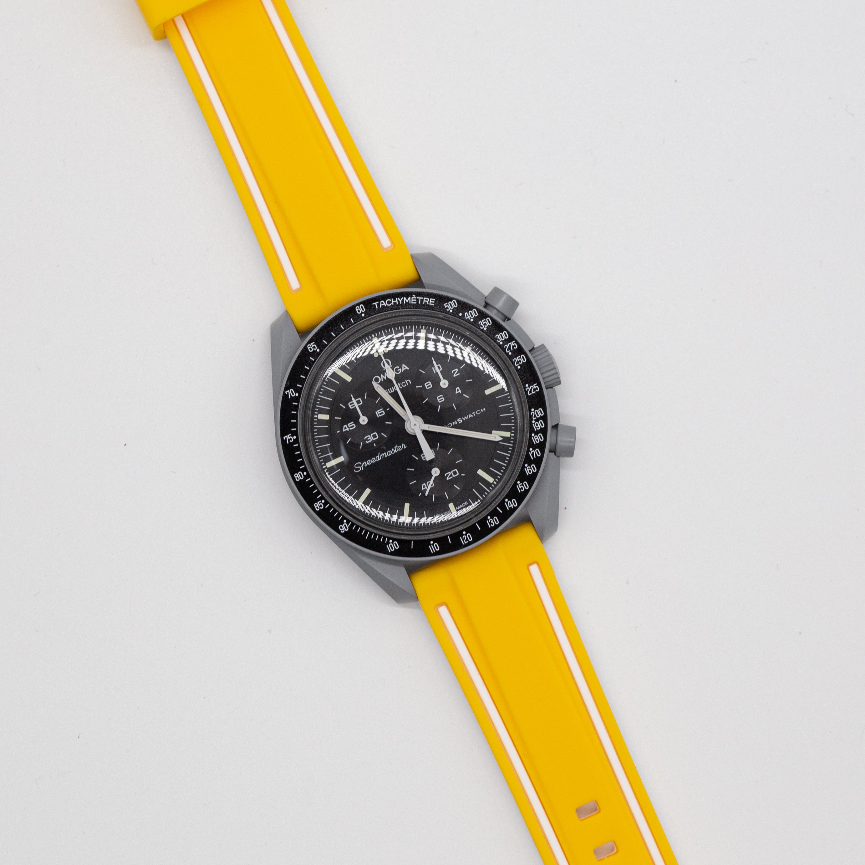 MoonSwatch Outline Strap Yellow with White Outline