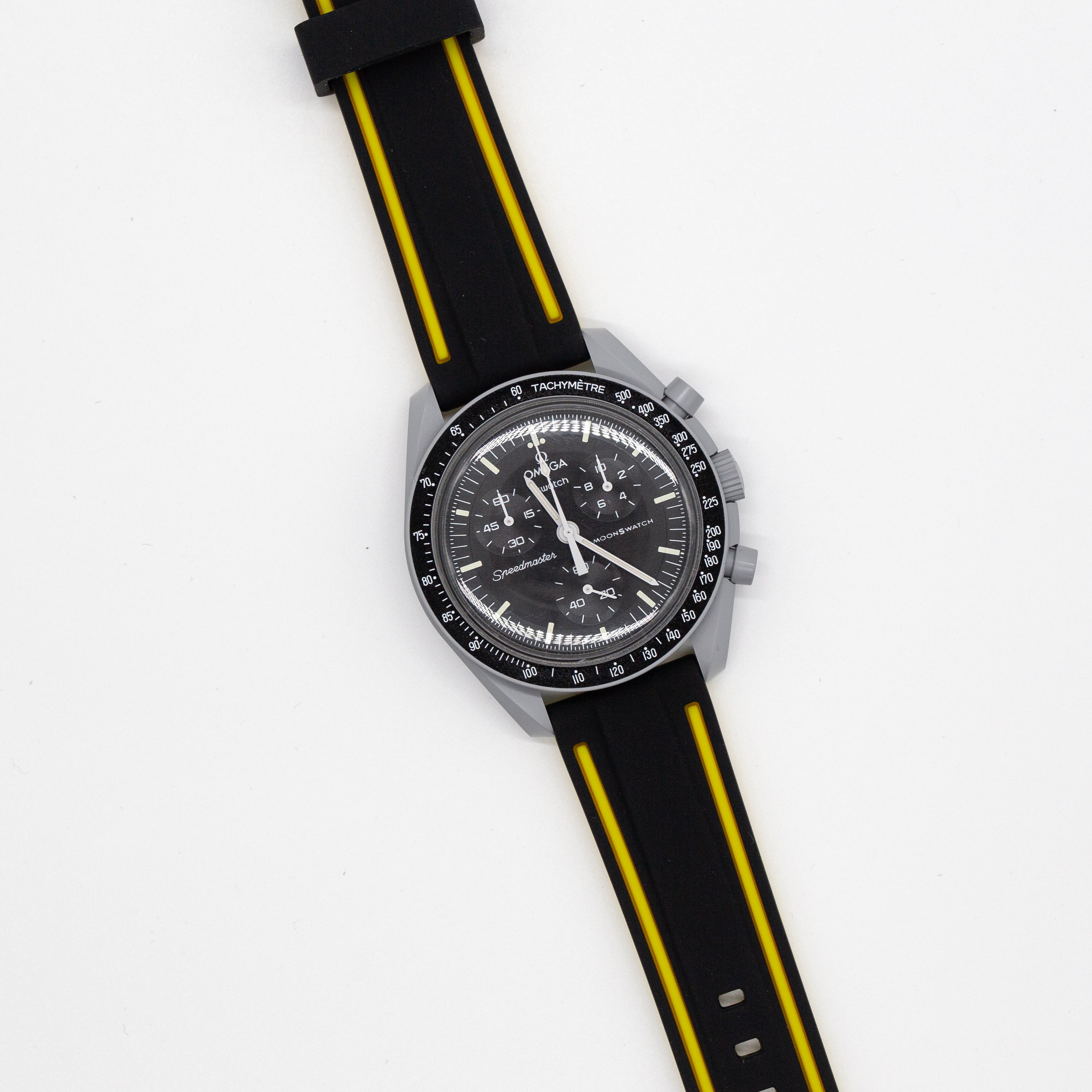 MoonSwatch Outline Strap Black with Yellow Outline