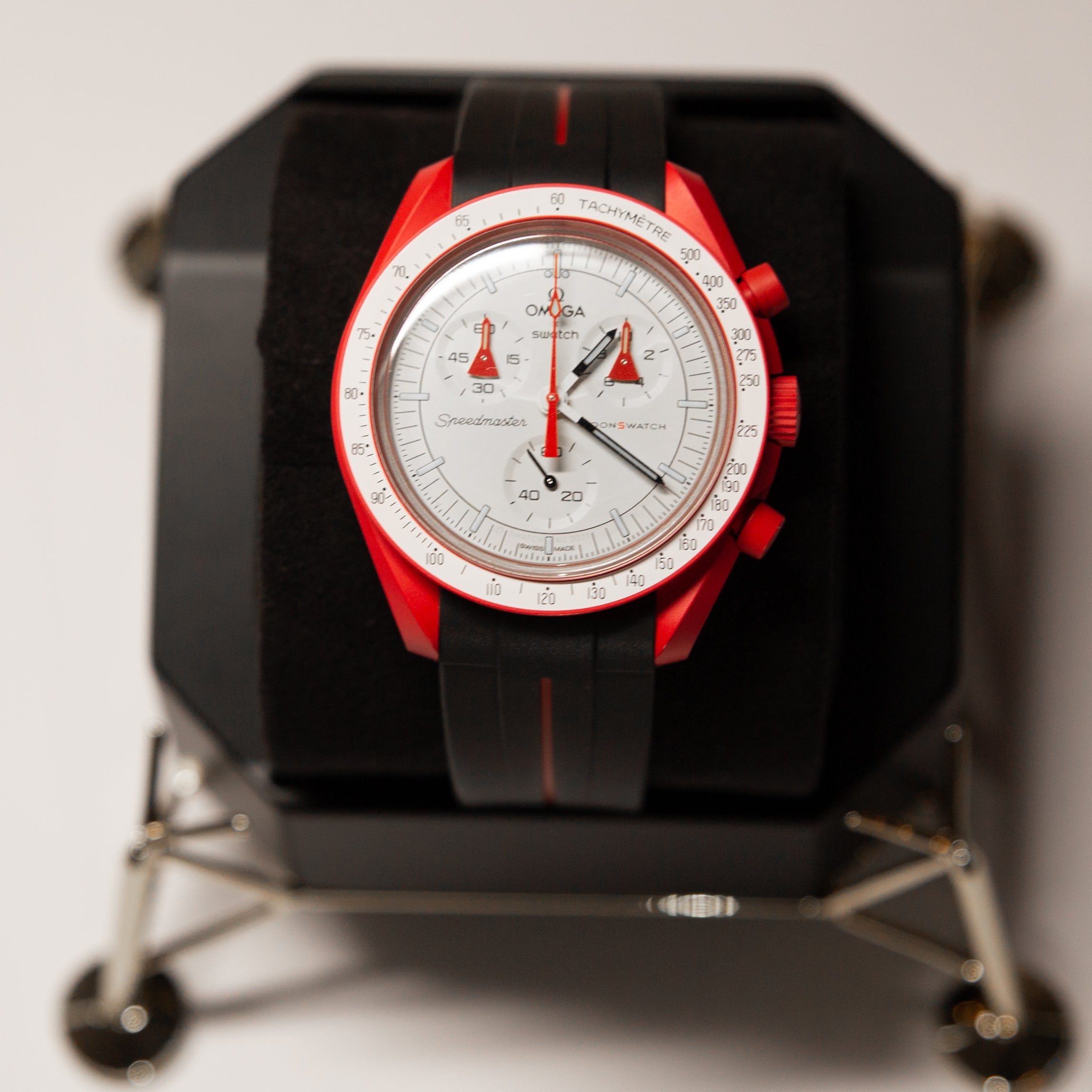 MoonSwatch Luxury Strap Black "Red Accent"