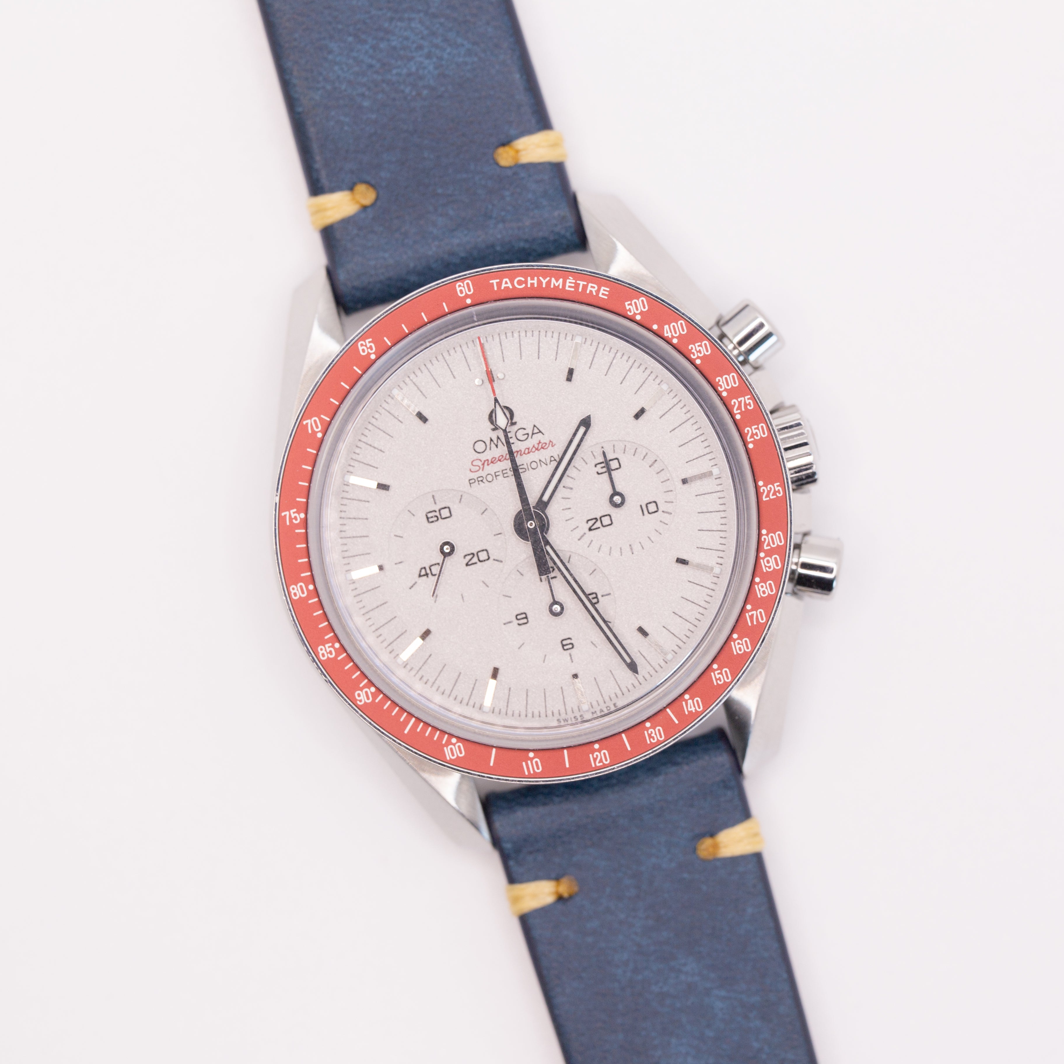 Speedmaster Leather Watch Strap Blue