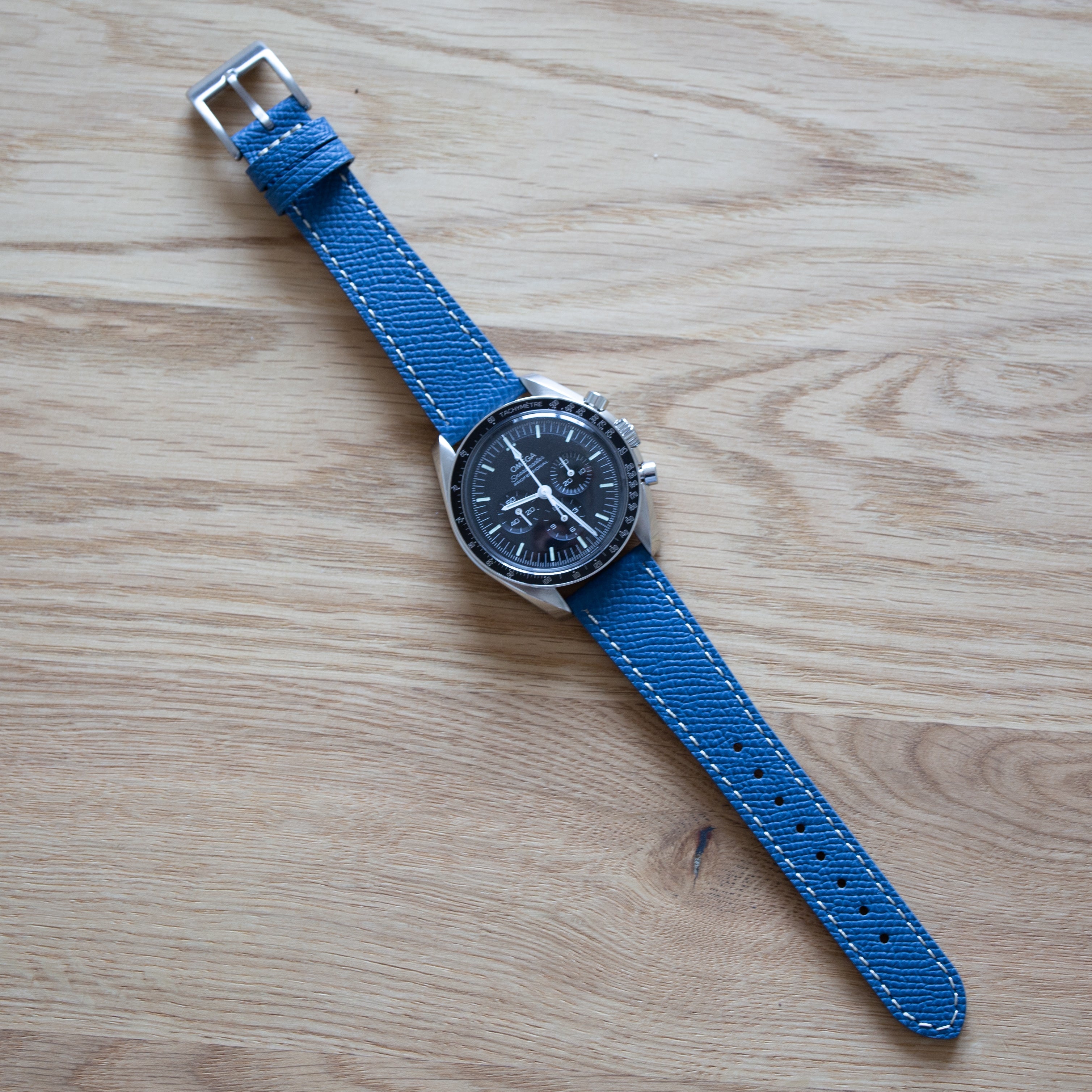 Speedmaster Leather Watch Strap Dark Blue