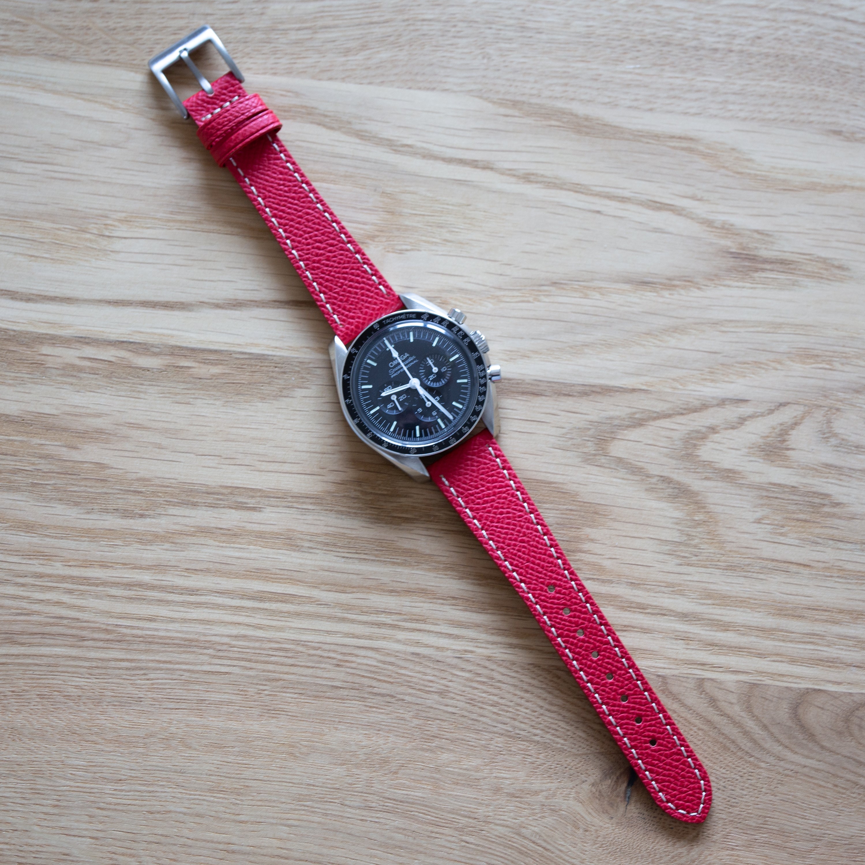 Omega Speedmaster Leather Watch Strap Red