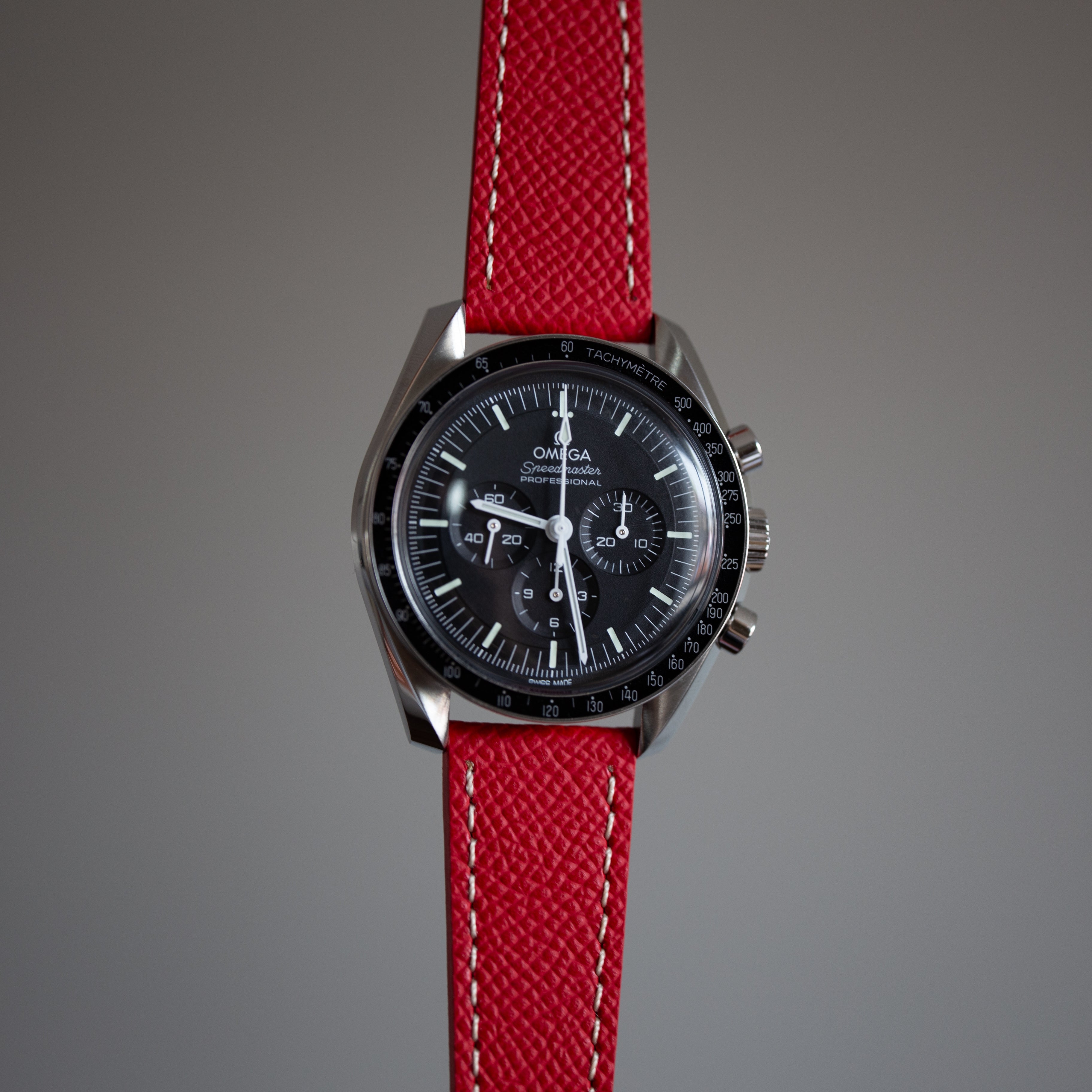 Omega Speedmaster Leather Watch Strap Red