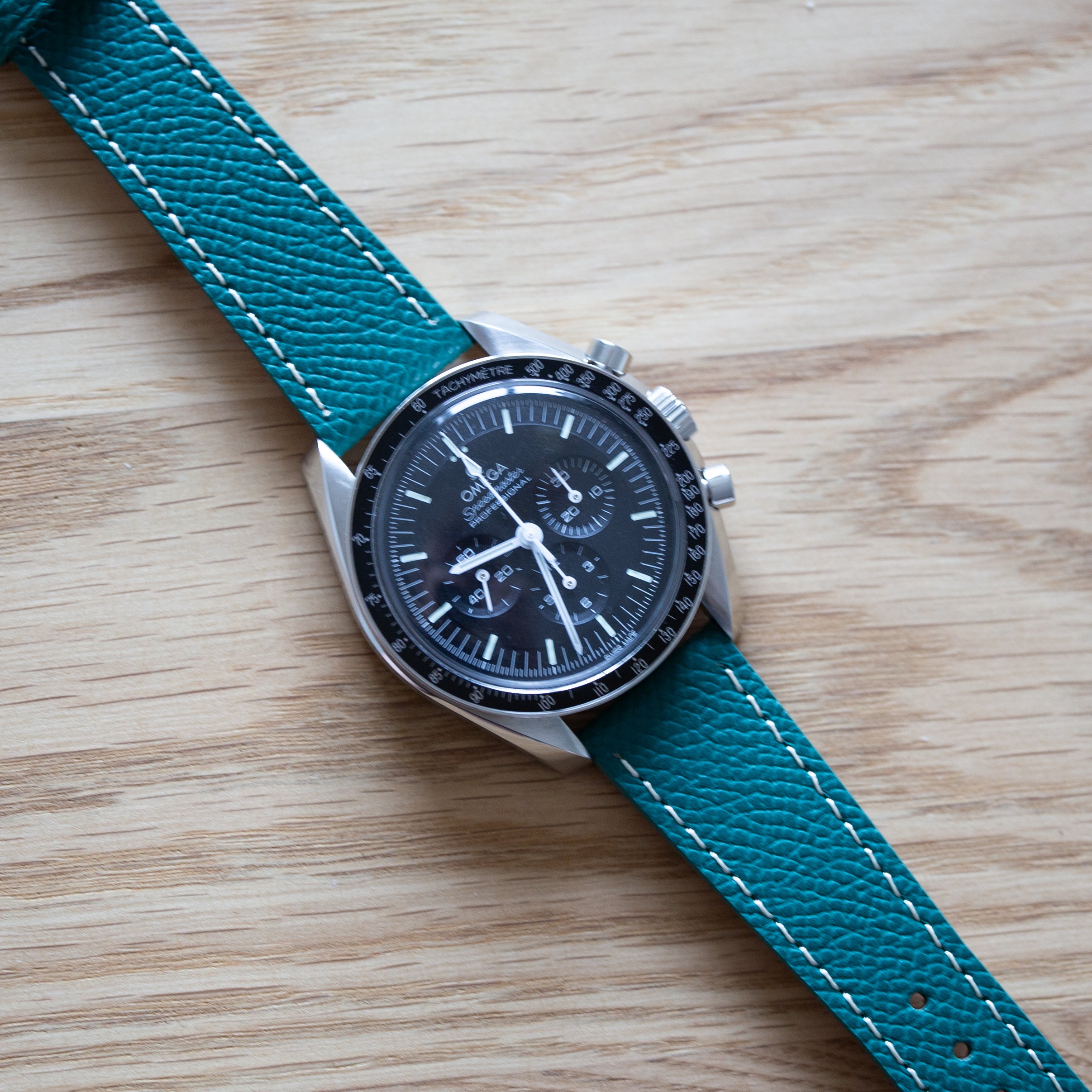 Speedmaster Leather Watch Strap Dark Green