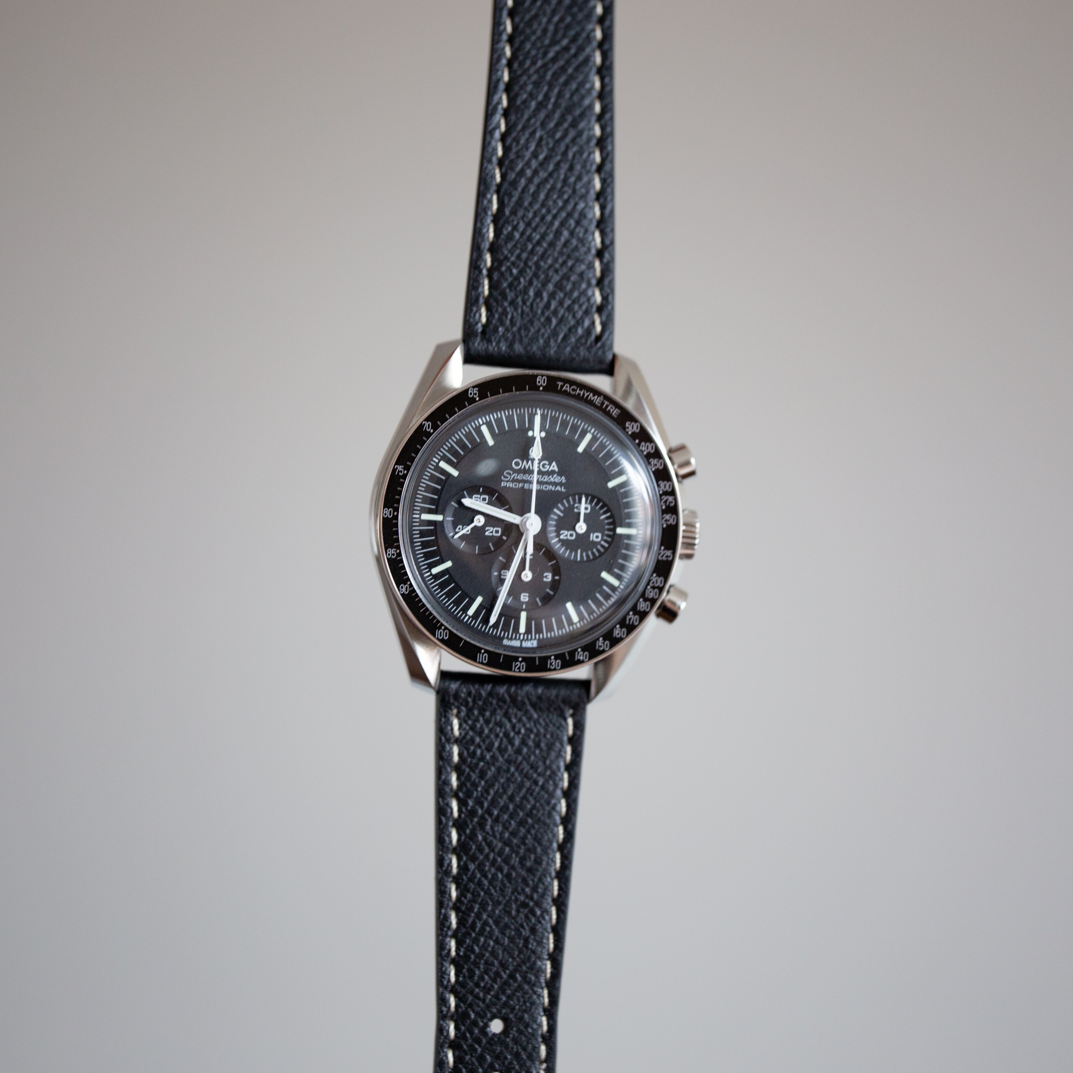 Speedmaster Leather Watch Strap Black