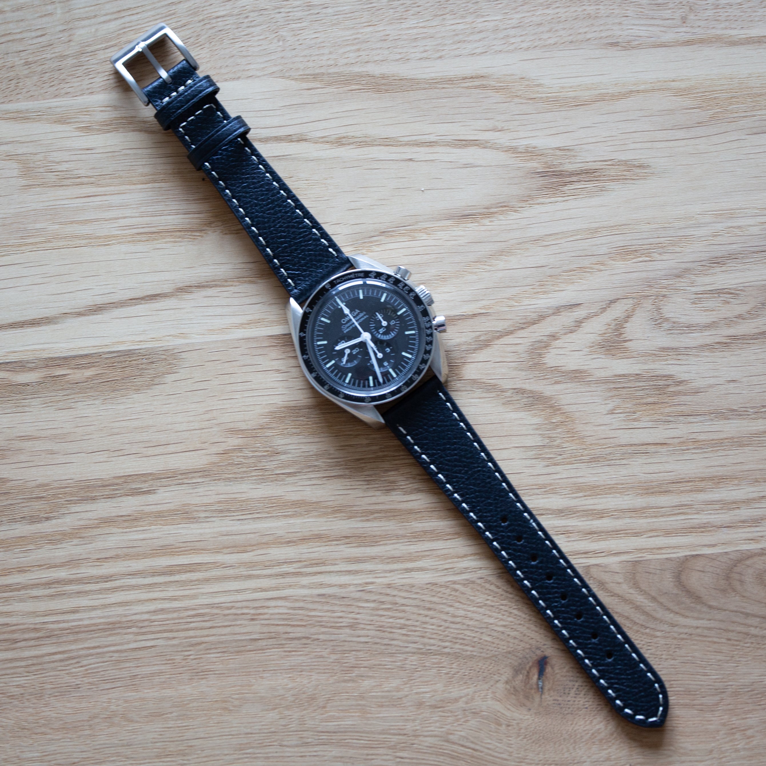 Speedmaster Leather Watch Strap Black