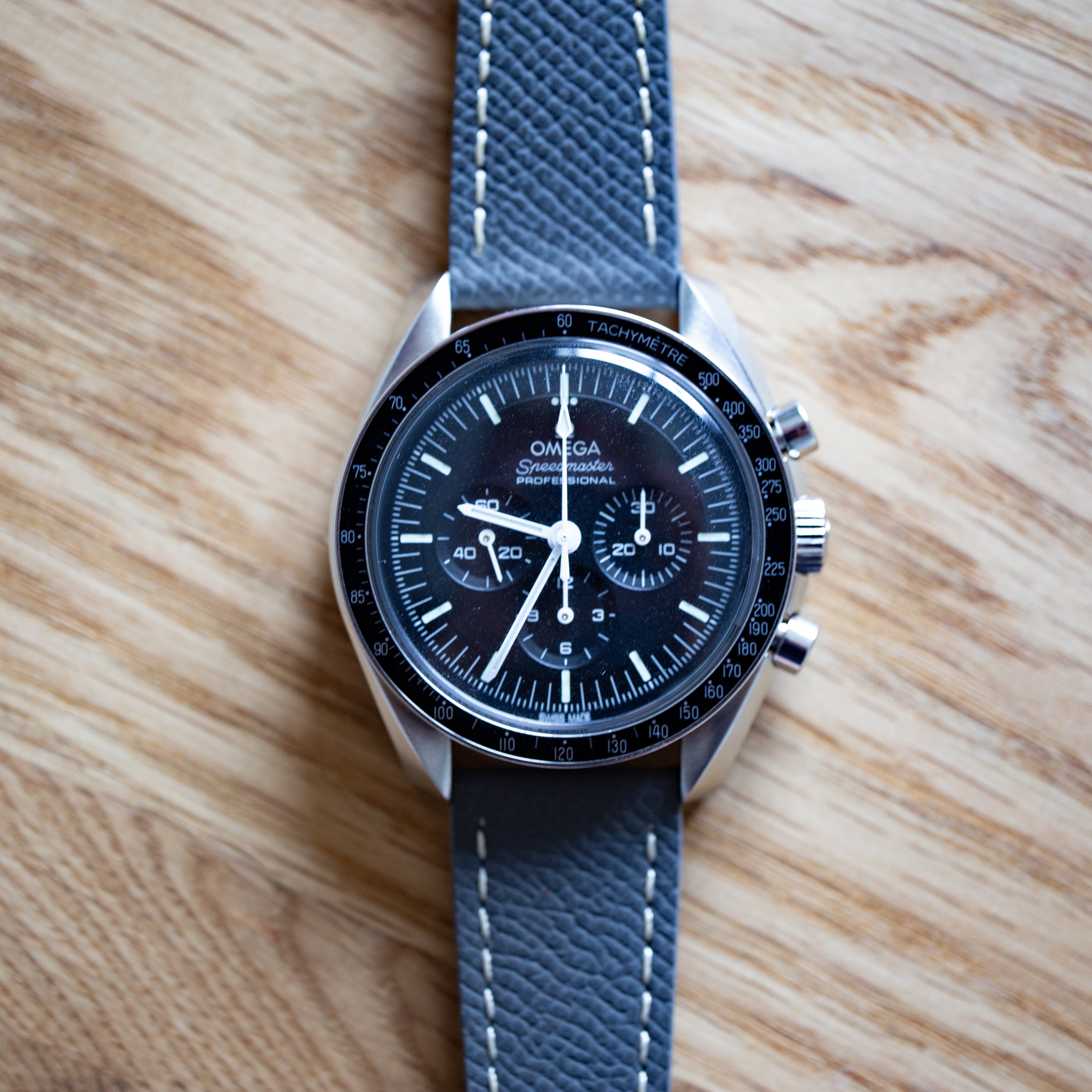 Speedmaster Leather Watch Strap Anthracite