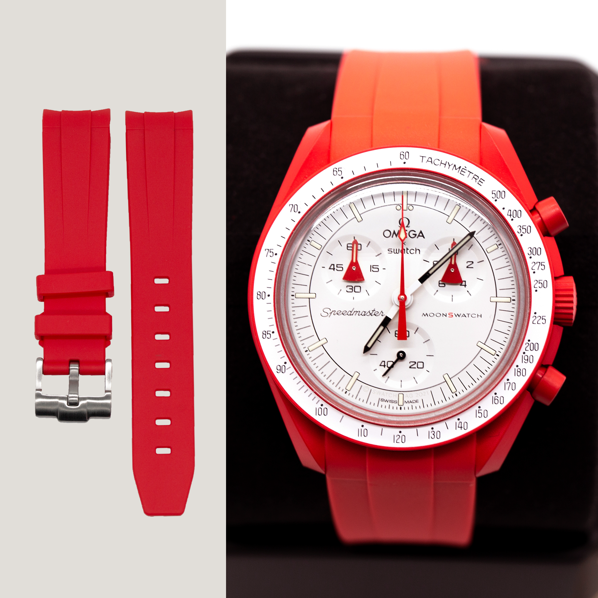 MoonSwatch Sleak Luxury Strap Red