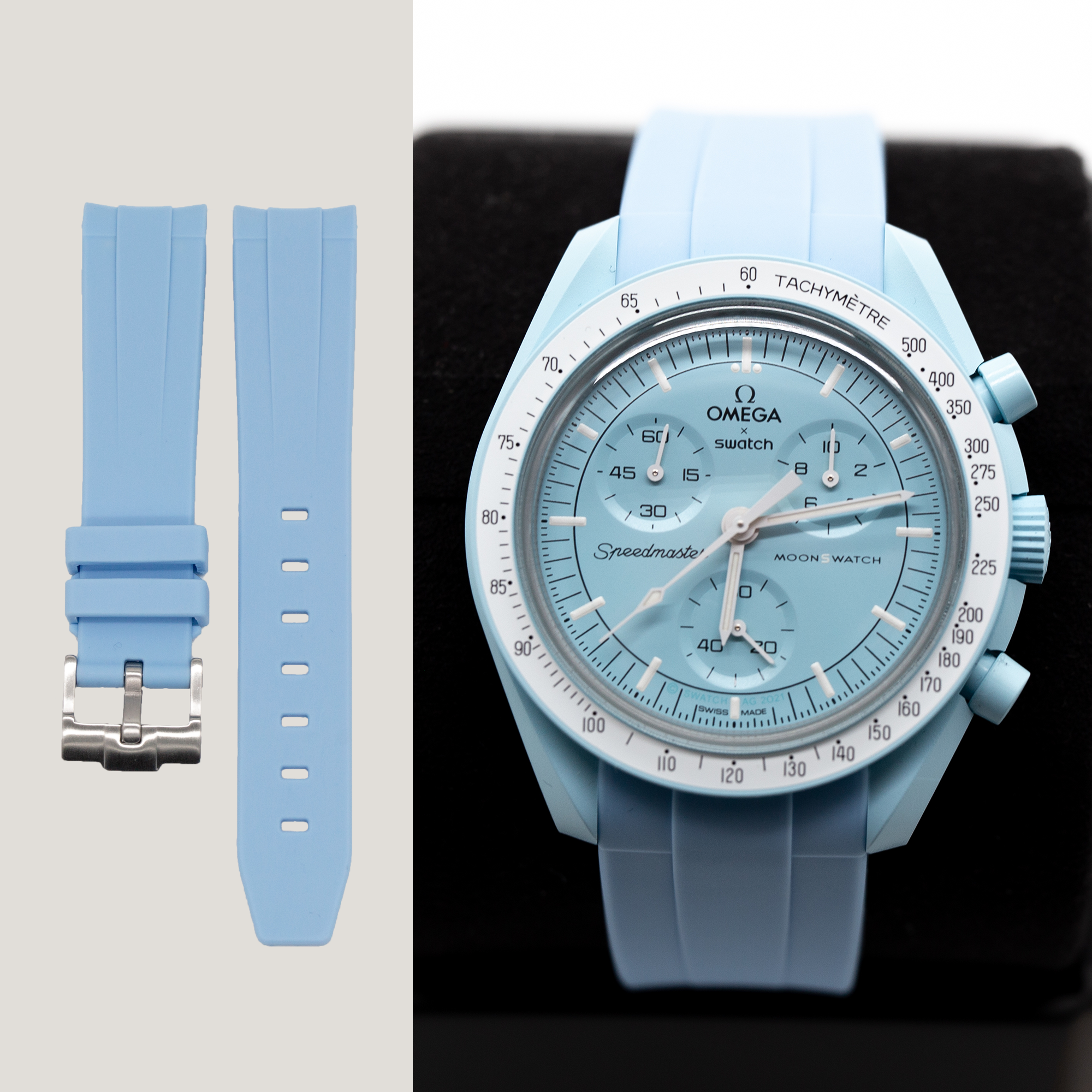 MoonSwatch Sleak Luxury Strap Sky Blue