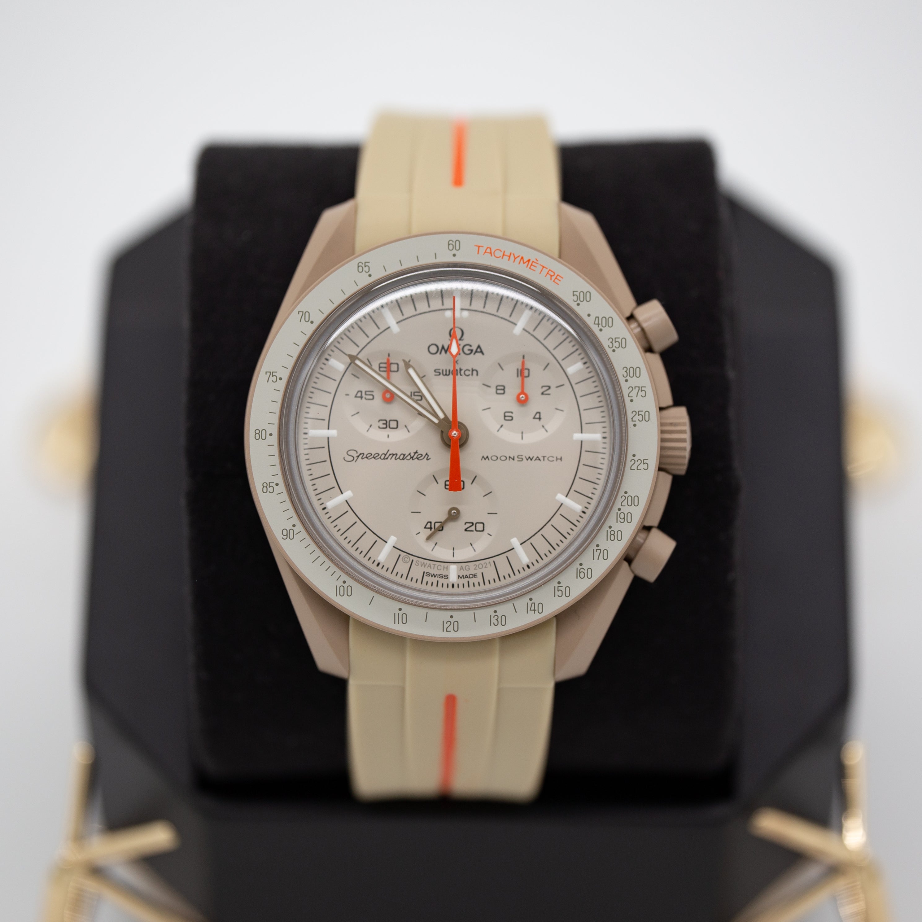 MoonSwatch Luxury Strap Khaki "Orange Accent"