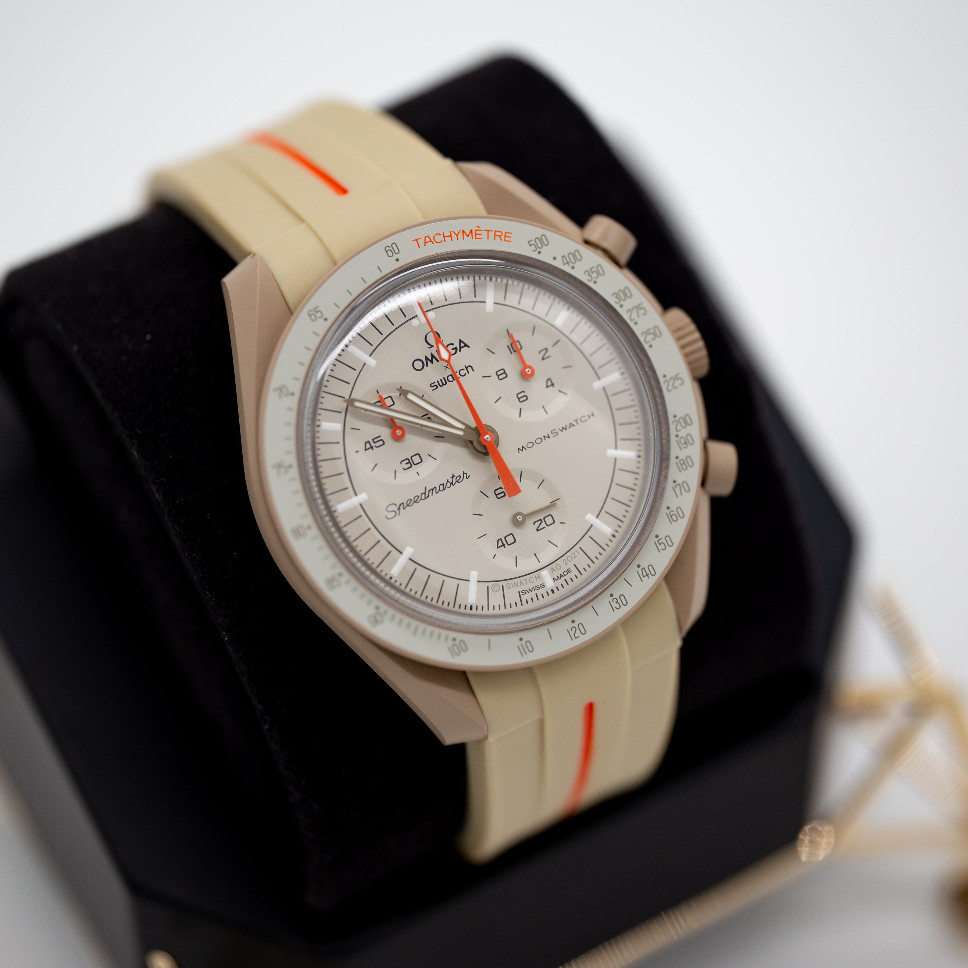 MoonSwatch Luxury Strap Khaki "Orange Accent"