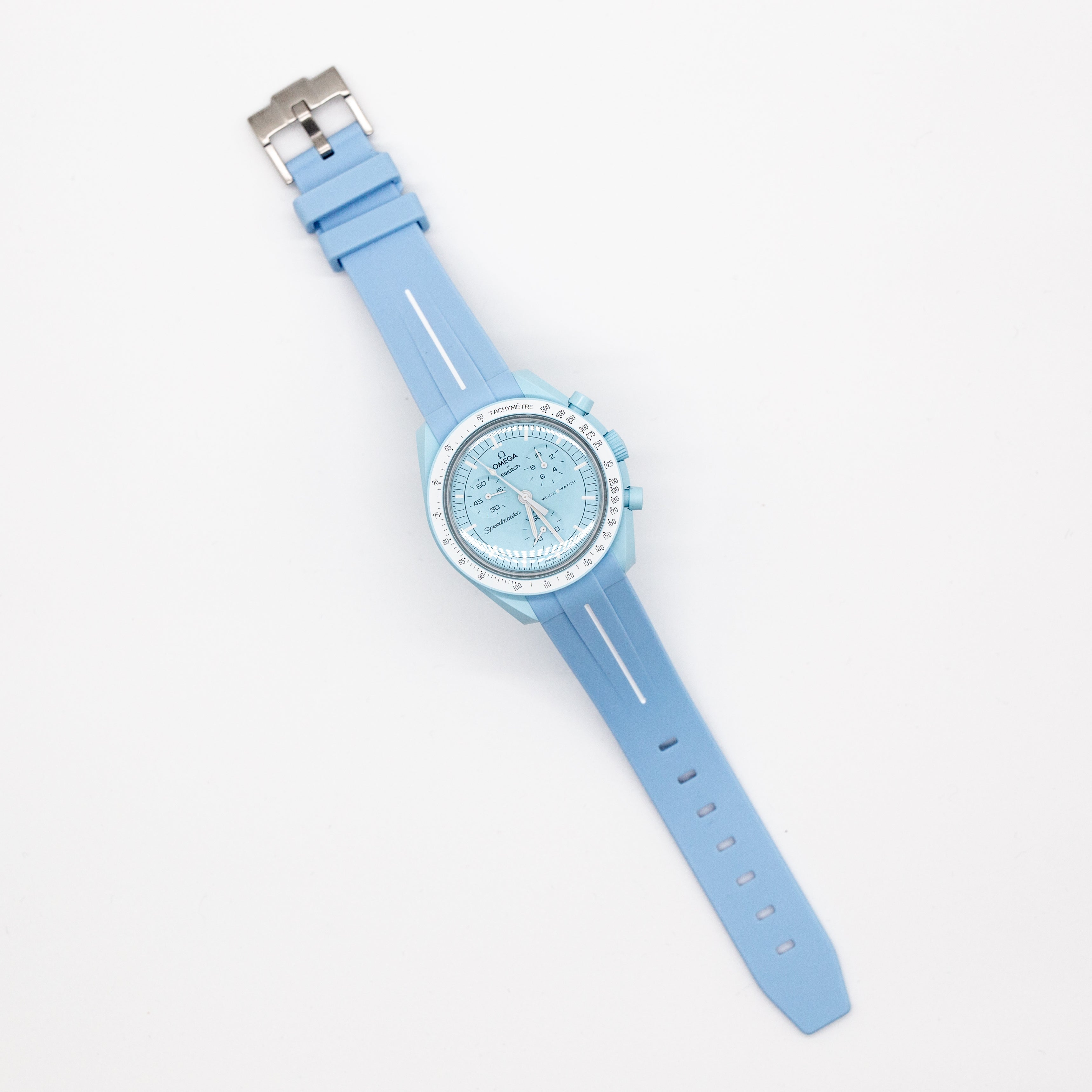 MoonSwatch Luxury Strap Sky Blue "White Accent"