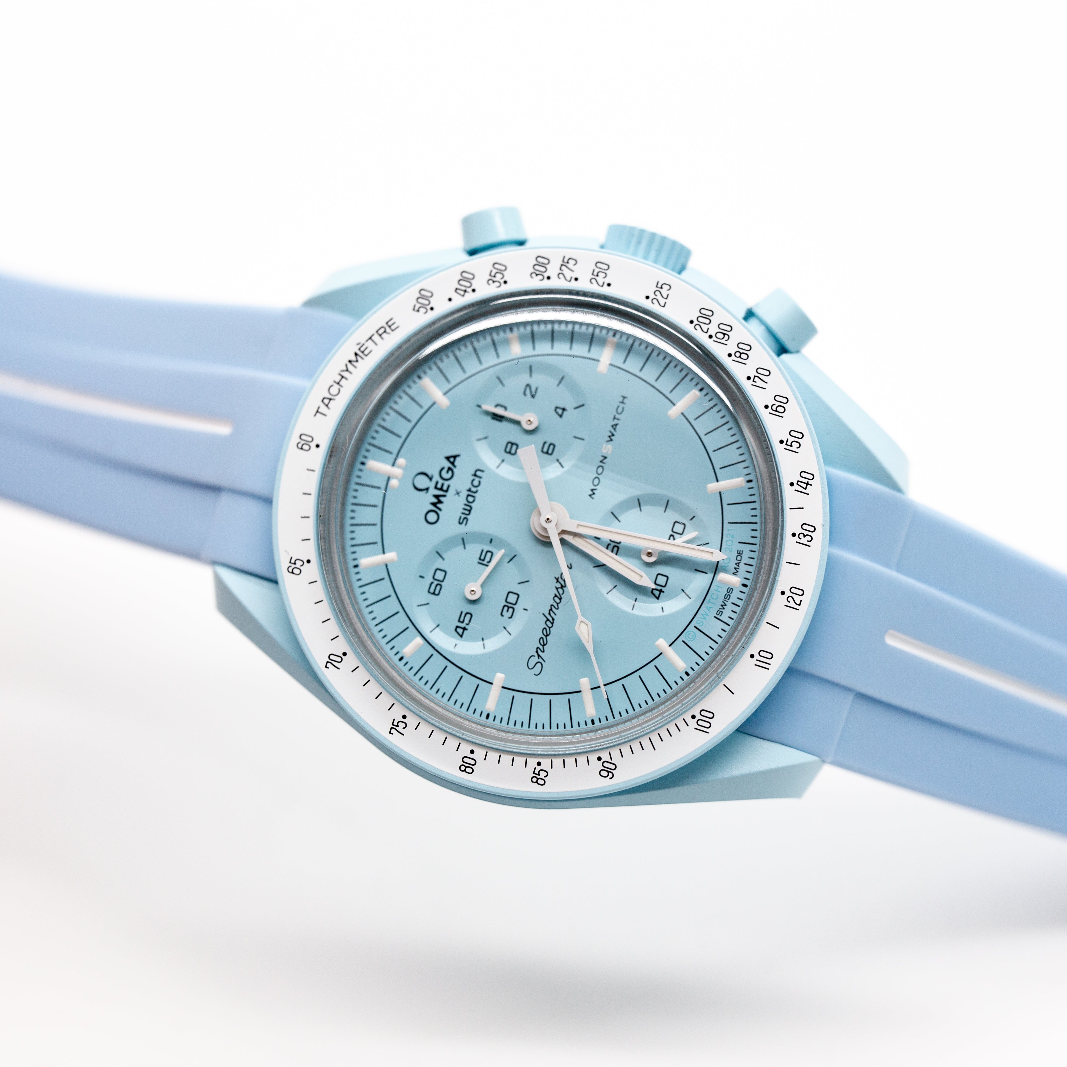 MoonSwatch Luxury Strap Sky Blue "White Accent"