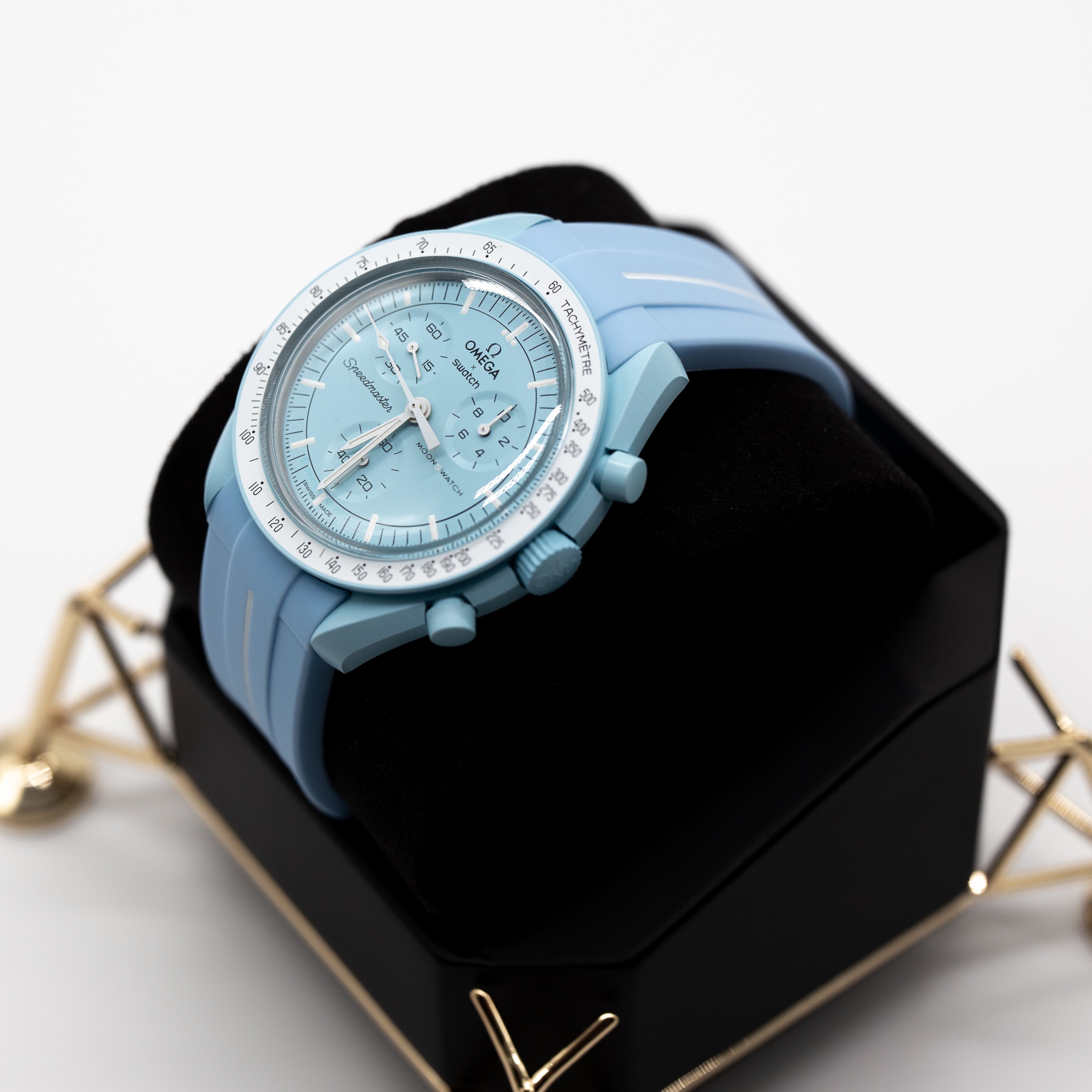 MoonSwatch Luxury Strap Sky Blue "White Accent"