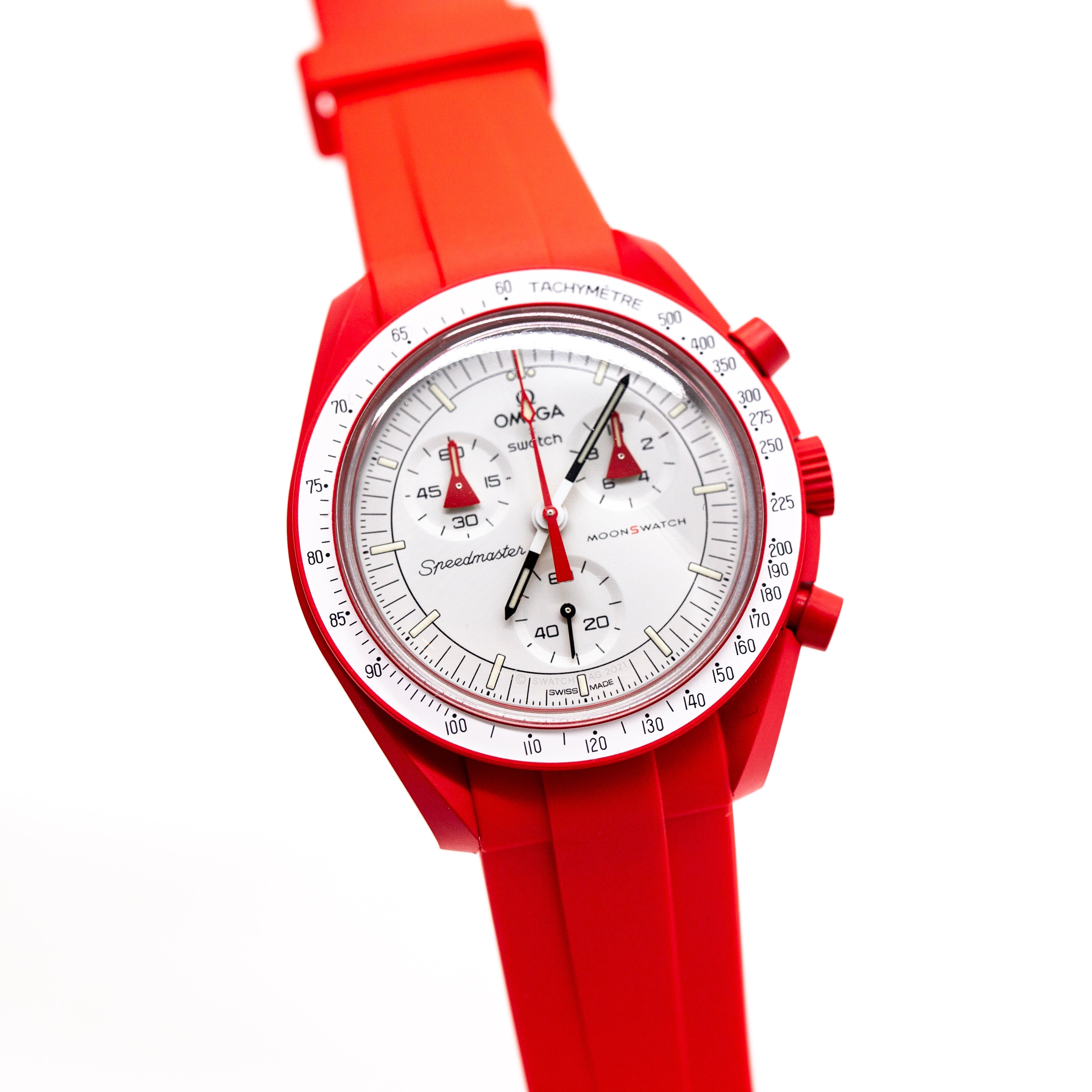 MoonSwatch Sleak Luxury Strap Red