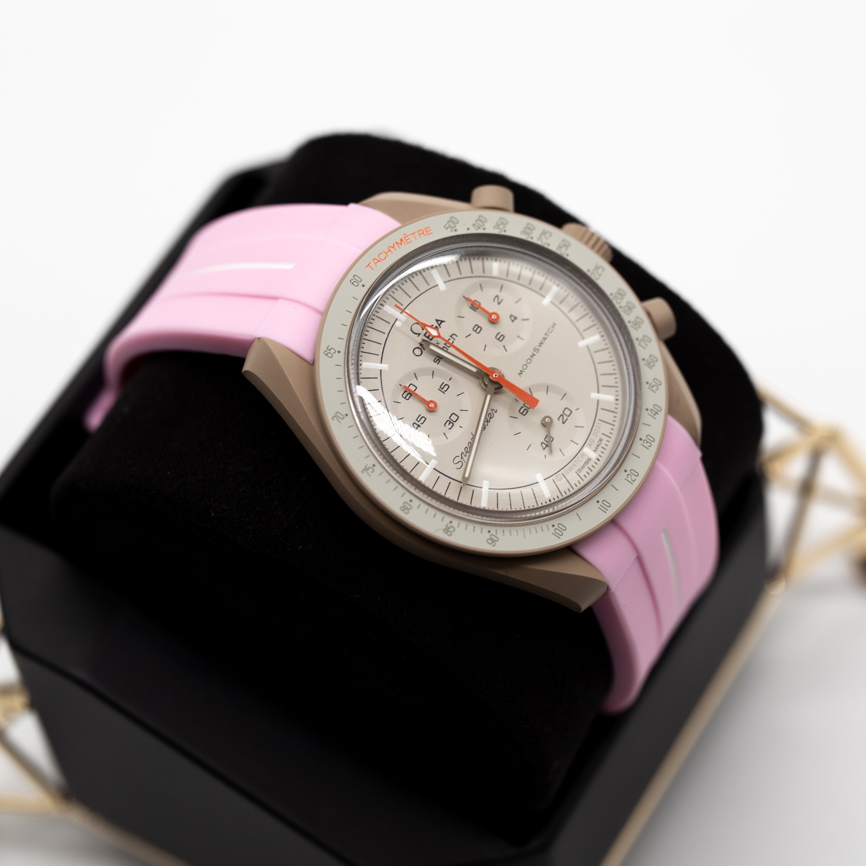 MoonSwatch Luxury Strap Pink "White Accent"