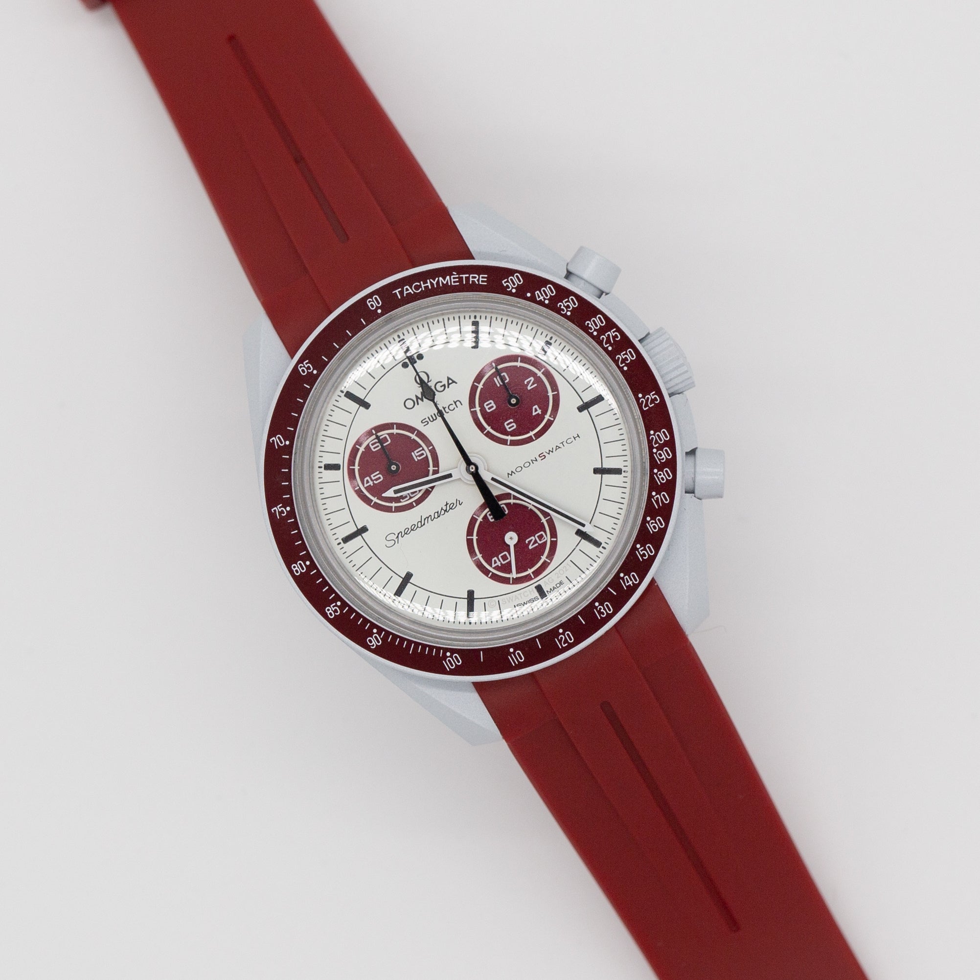MoonSwatch Luxury Strap Burgundy Red