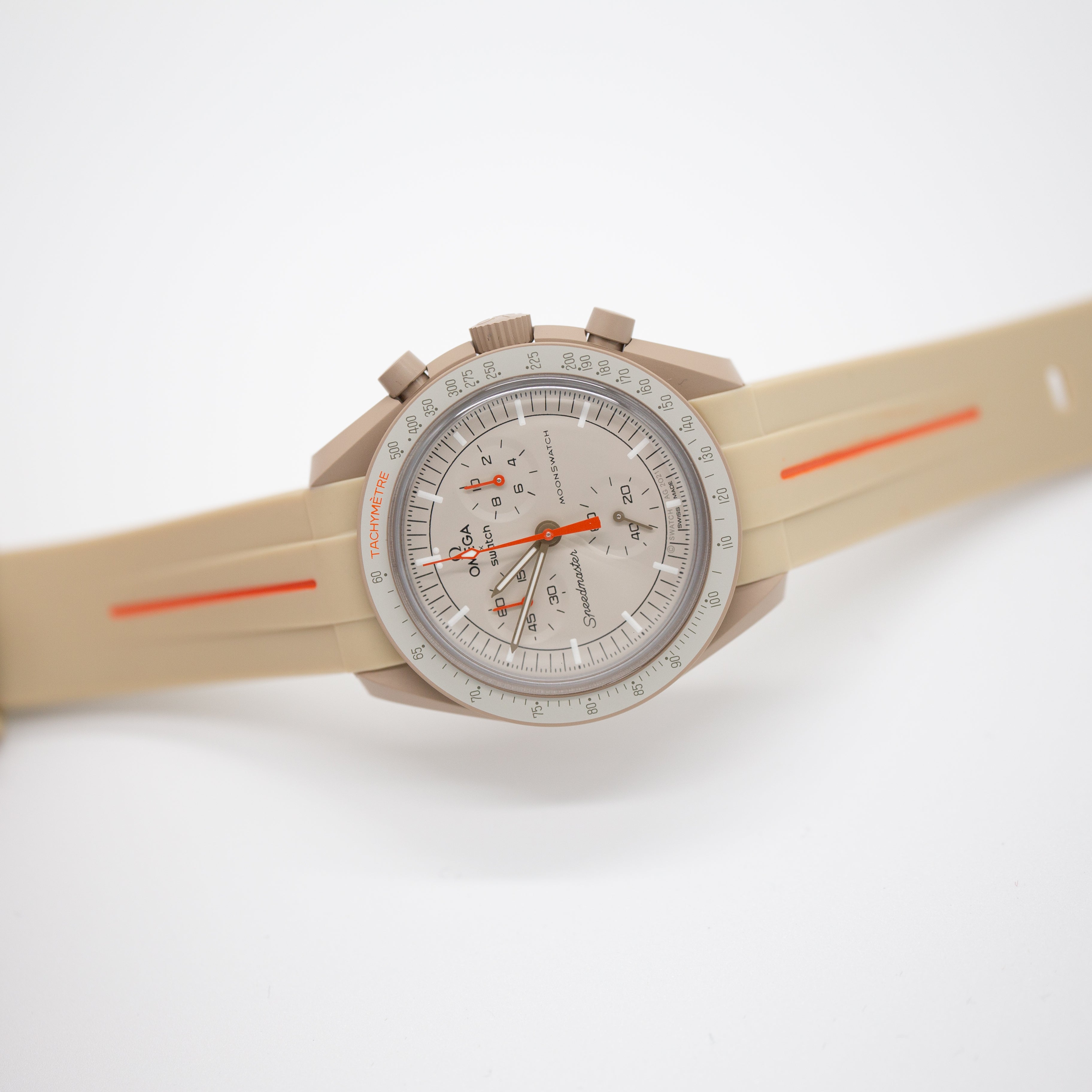 MoonSwatch Luxury Strap Khaki "Orange Accent"