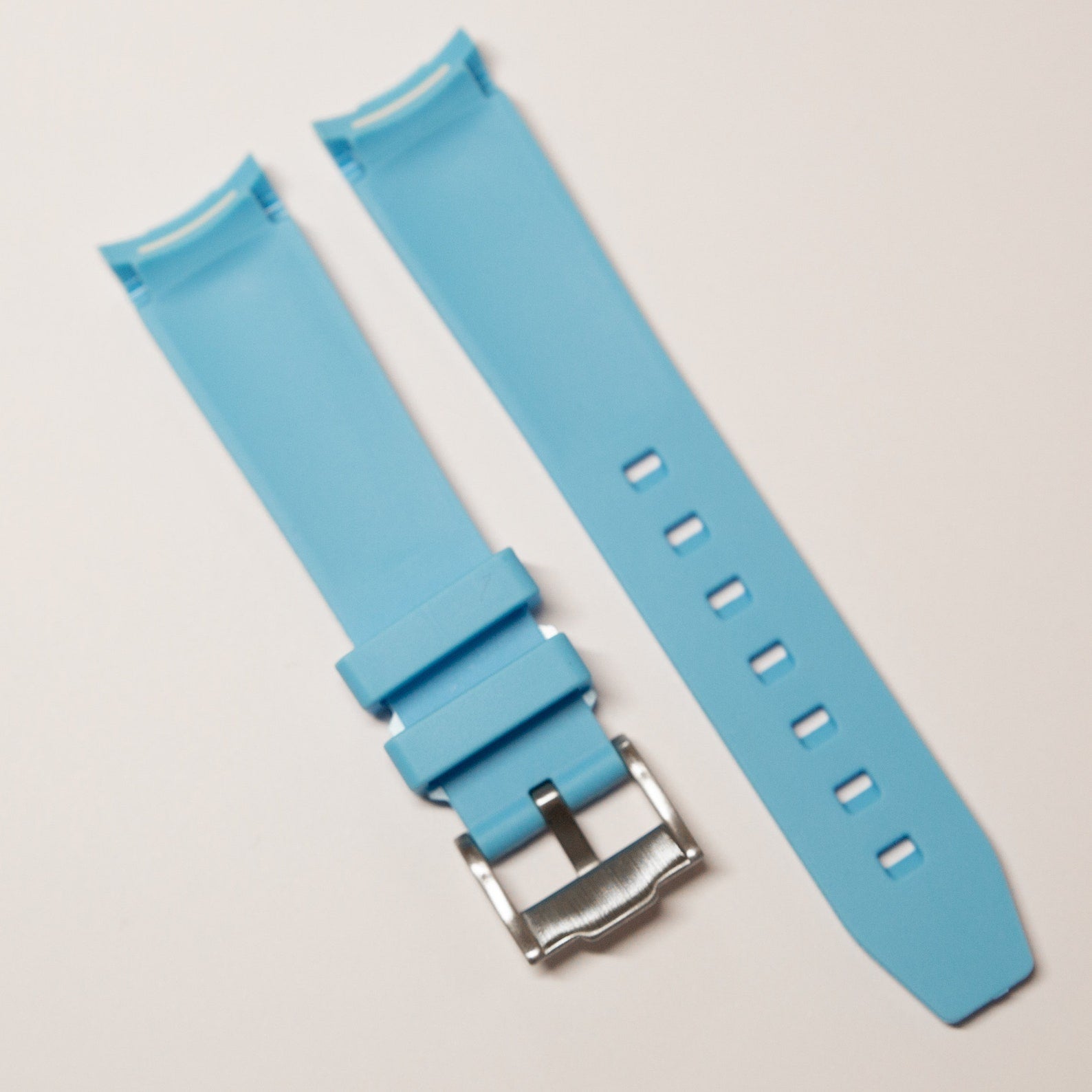 MoonSwatch Luxury Strap Light Blue "White Accent"