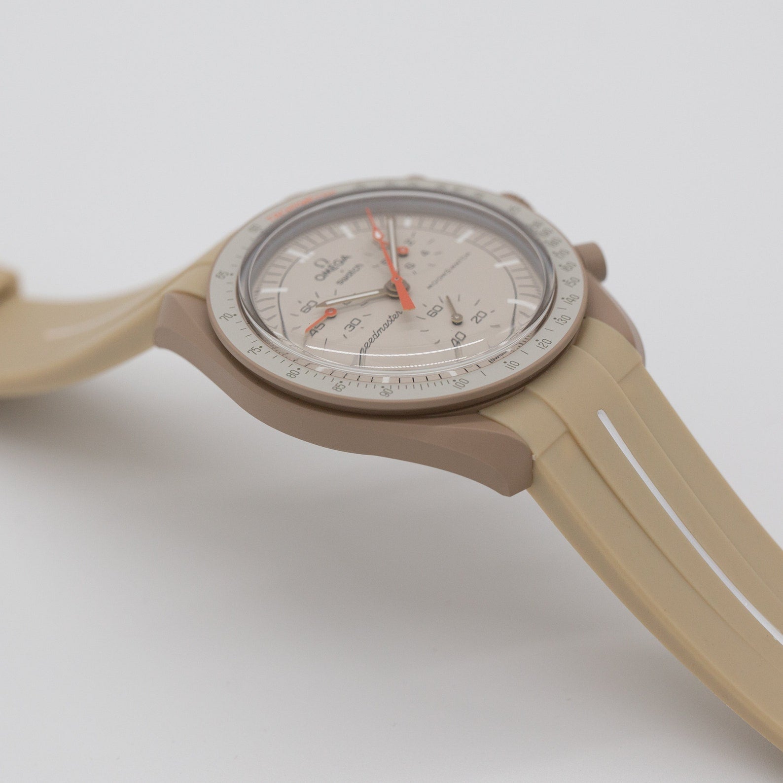 MoonSwatch Luxury Strap Khaki "White Accent"