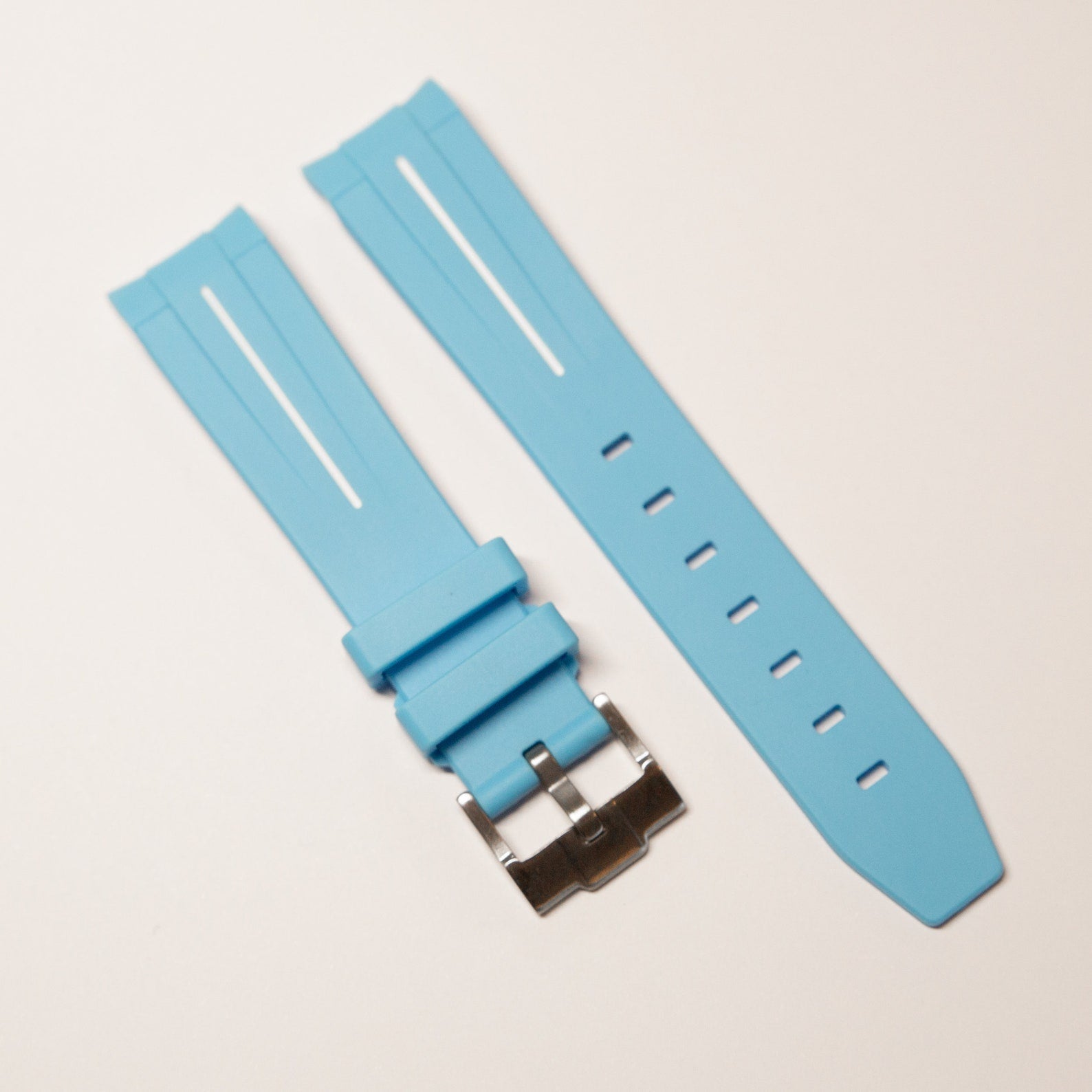 MoonSwatch Luxury Strap Light Blue "White Accent"