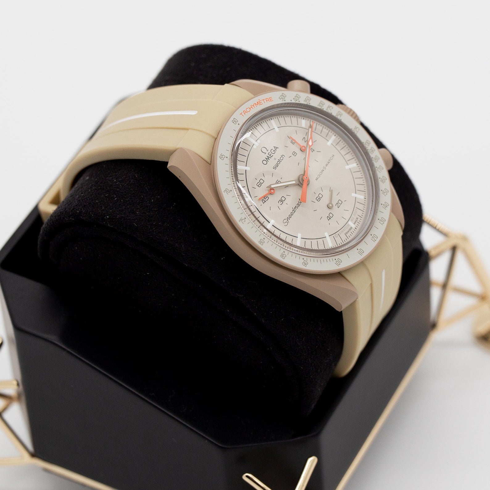 MoonSwatch Luxury Strap Khaki "White Accent"